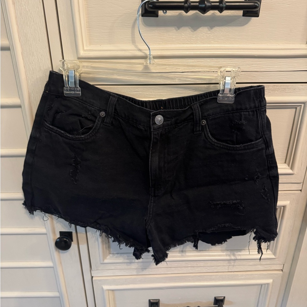 aerie Black Distressed Women Shorts